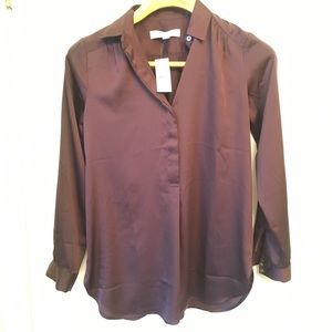 NWT✨LOFT Beautiful Eggplant Satin Tunic Blouse